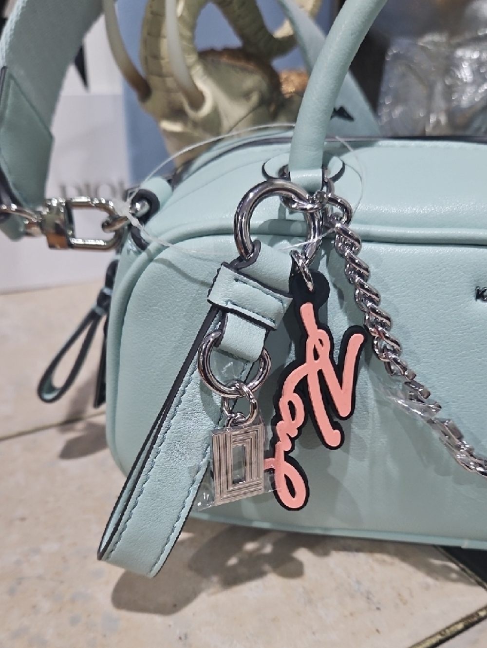 NWT! Karl Lagerfeld Zaylia Satchel with Chain & Charms! - Picture 5 of 11